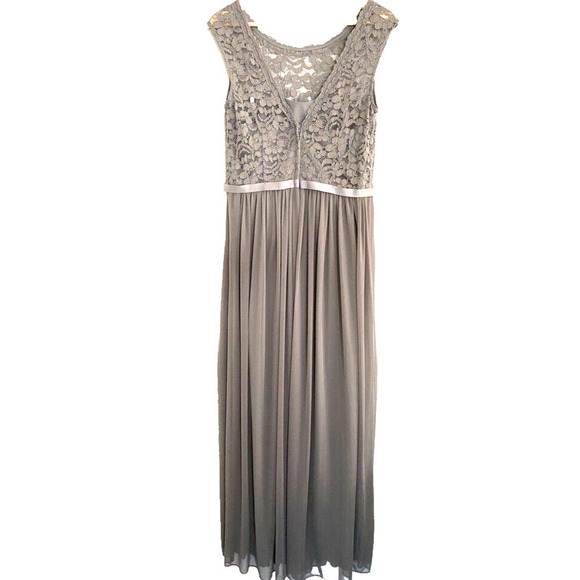 David's Bridal - Lace low back grey Maxi special occasion dress women size 12 - Picture 3 of 6